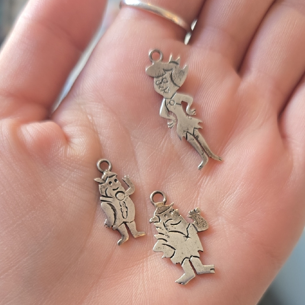 Vintage Stamped Mexican Sterling Silver Flintstones Charms
